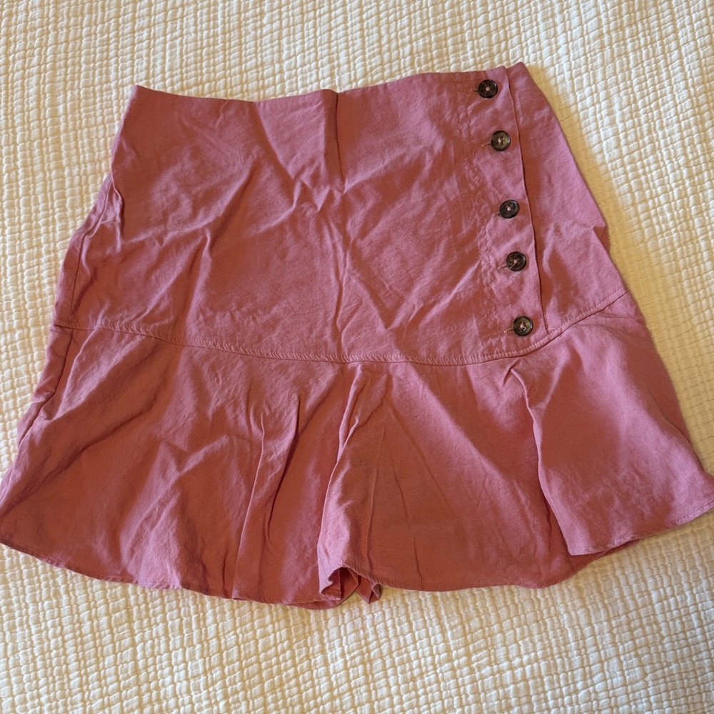 Zara Women's Pink Button-Detail Skort